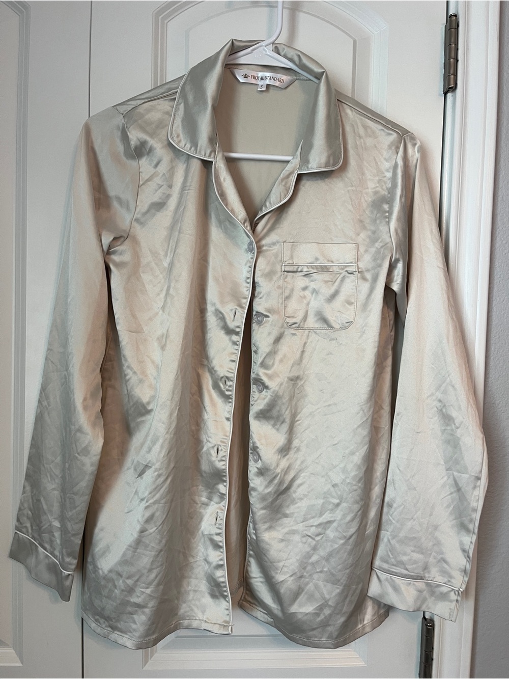 The Royal Standard Satin Pajama Set in Light Champagne